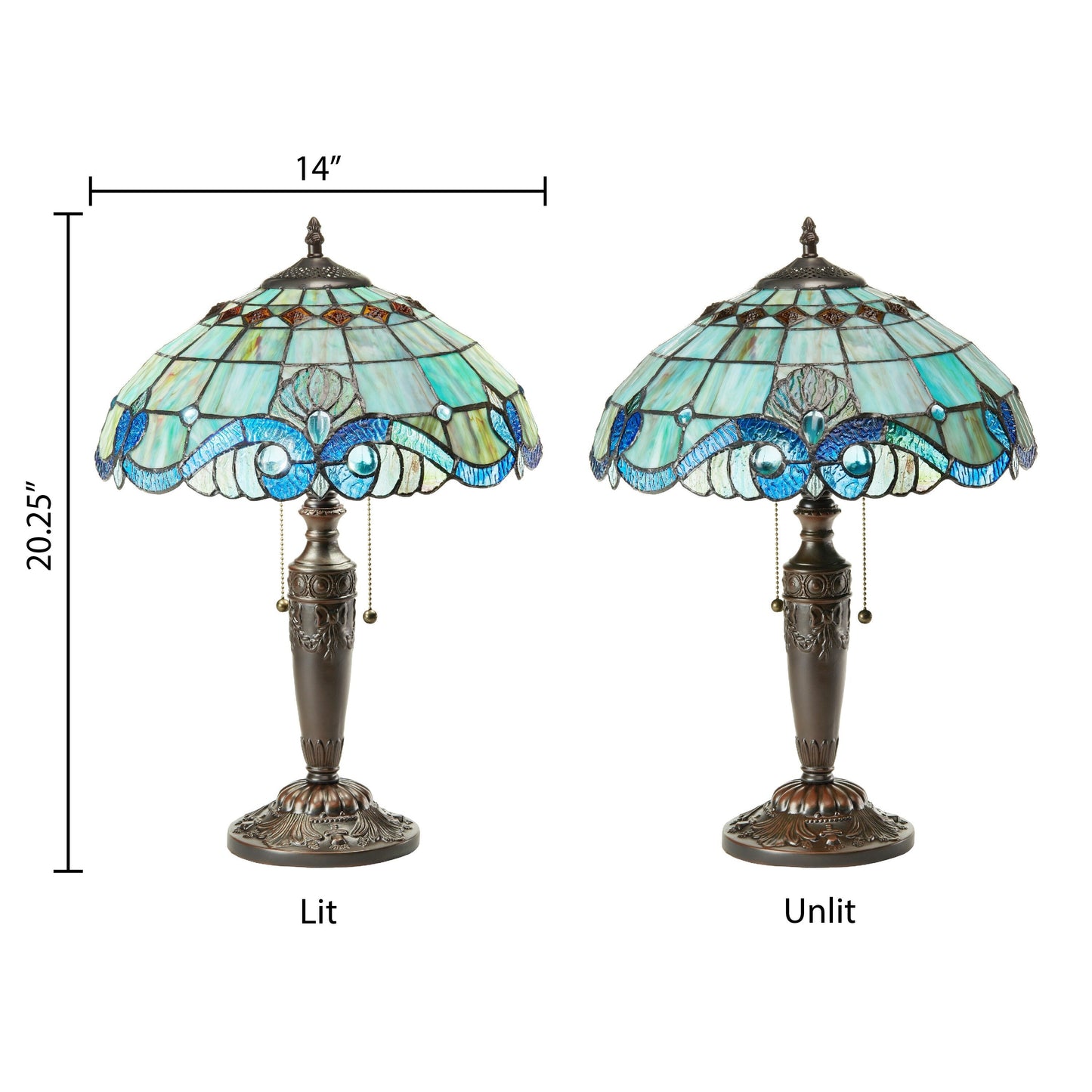 Gracewood Hollow Asdreni Lampe Tiffany en verre dépoli de 50,8 cm - 35,56L x 35,56l x 51,43H