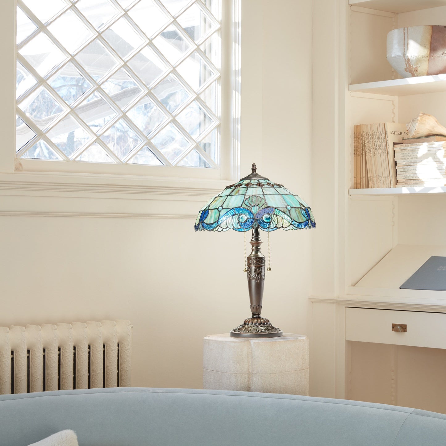 Gracewood Hollow Asdreni Lampe Tiffany en verre dépoli de 50,8 cm - 35,56L x 35,56l x 51,43H