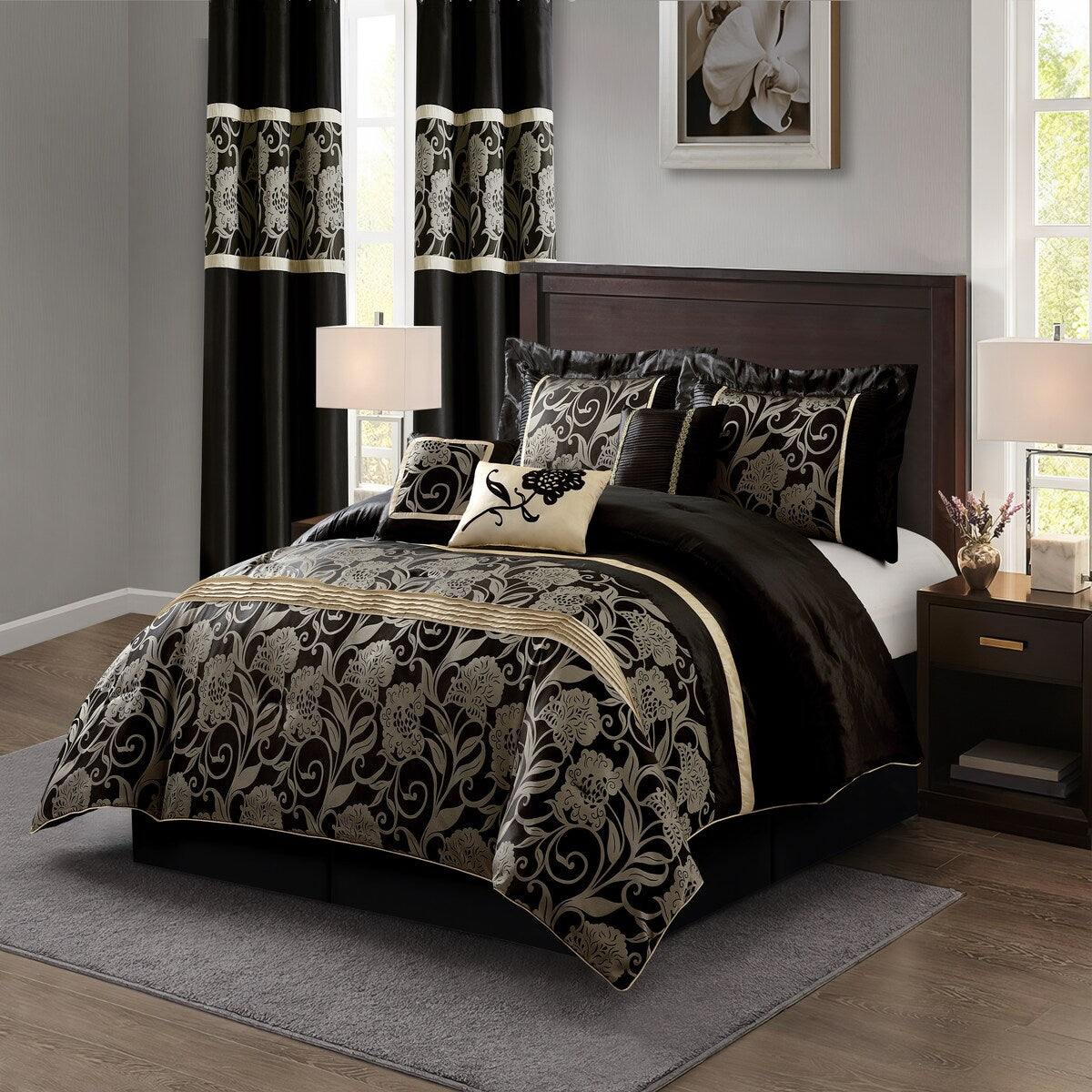 Ensemble de Couette Nanshing Brie 9 Pièces en Jacquard Floral
