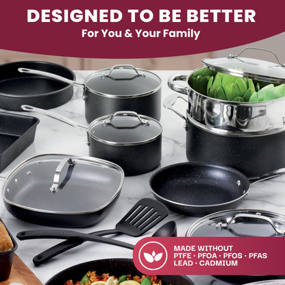 Ensemble de casseroles, poêles, ustensiles de cuisine et de pâtisserie antiadhésifs Granitestone 20 pièces