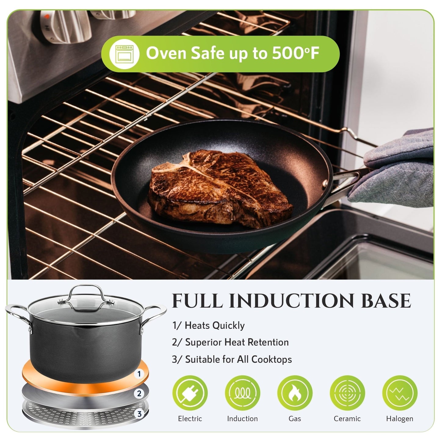 Ensemble de cuisine Granitestone Armor Max 14 pièces en acier anodisé dur.
