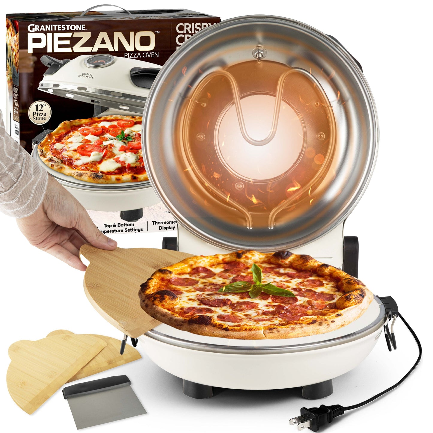 Four à pizza électrique Granitestone Piezano pour intérieur/extérieur avec pierre de céramique