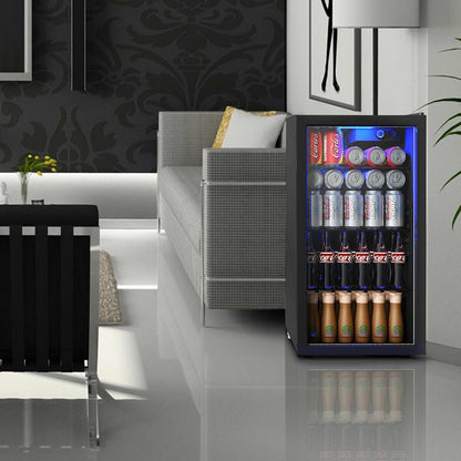 Gymax Réfrigérateur à boissons pour 120 canettes, mini-réfrigérateur pour bière, vin, soda et autres boissons