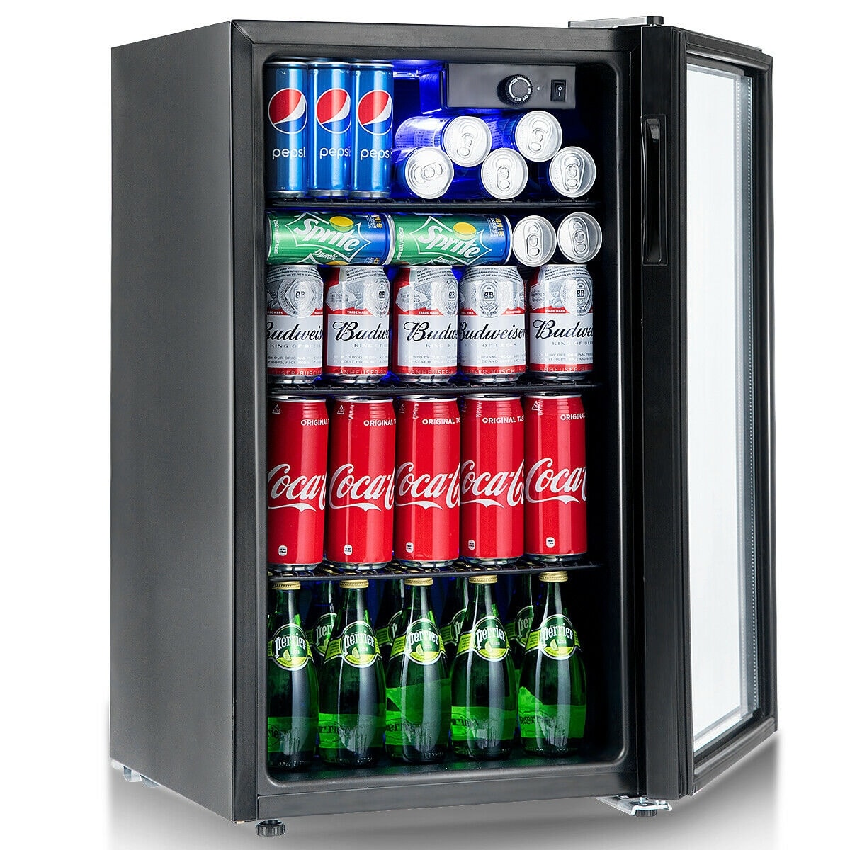 Gymax Réfrigérateur à boissons pour 120 canettes, mini-réfrigérateur pour bière, vin, soda et autres boissons