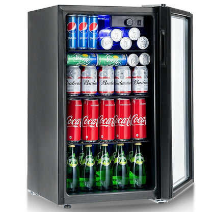 Gymax Réfrigérateur à boissons pour 120 canettes, mini-réfrigérateur pour bière, vin, soda et autres boissons