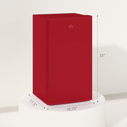 Mini réfrigérateur HOMCOM 3.2 pi³ avec congélateur, réfrigérateur compact à porte simple avec thermostat réglable pour chambre à coucher