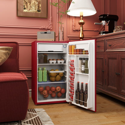 Mini réfrigérateur HOMCOM 3.2 pi³ avec congélateur, réfrigérateur compact à porte simple avec thermostat réglable pour chambre à coucher