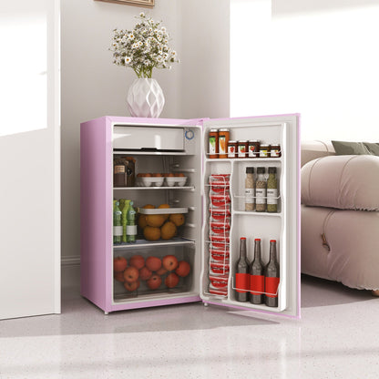Mini réfrigérateur HOMCOM 3.2 pi³ avec congélateur, réfrigérateur compact à porte simple avec thermostat réglable pour chambre à coucher