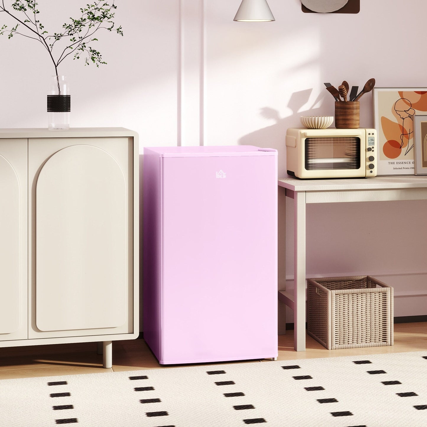 Mini réfrigérateur HOMCOM 3.2 pi³ avec congélateur, réfrigérateur compact à porte simple avec thermostat réglable pour chambre à coucher
