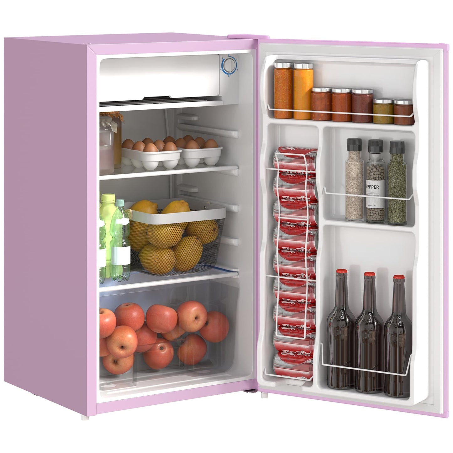 Mini réfrigérateur HOMCOM 3.2 pi³ avec congélateur, réfrigérateur compact à porte simple avec thermostat réglable pour chambre à coucher
