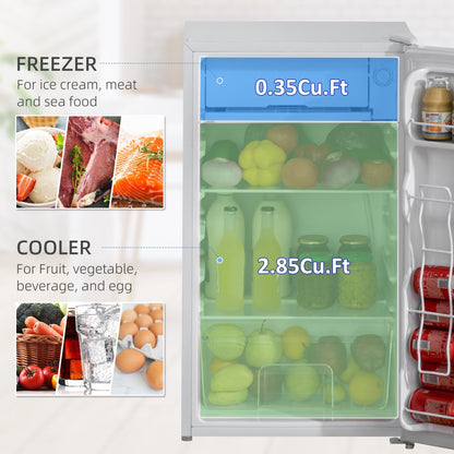 Mini réfrigérateur HOMCOM 3.2 pi³ avec congélateur, réfrigérateur compact à porte simple avec thermostat réglable pour chambre à coucher