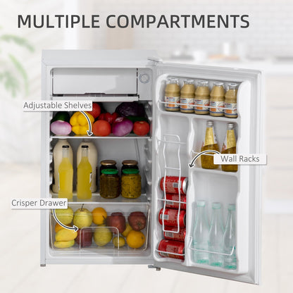 Mini réfrigérateur HOMCOM 3.2 pi³ avec congélateur, réfrigérateur compact à porte simple avec thermostat réglable pour chambre à coucher