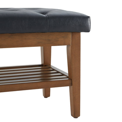 Banc à chaussures d'entrée, banc de rangement, tissu et bois massif, banc rembourré de 109 cm (43 pouces) pour salon et chambres à coucher