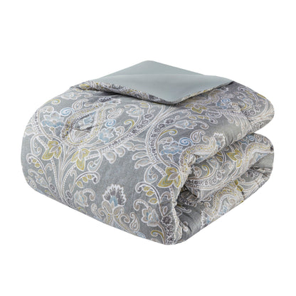 Ensemble de couette en coton à motifs damassés gris Harbor House Hallie, 6 pièces