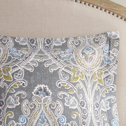 Ensemble de couette en coton à motifs damassés gris Harbor House Hallie, 6 pièces