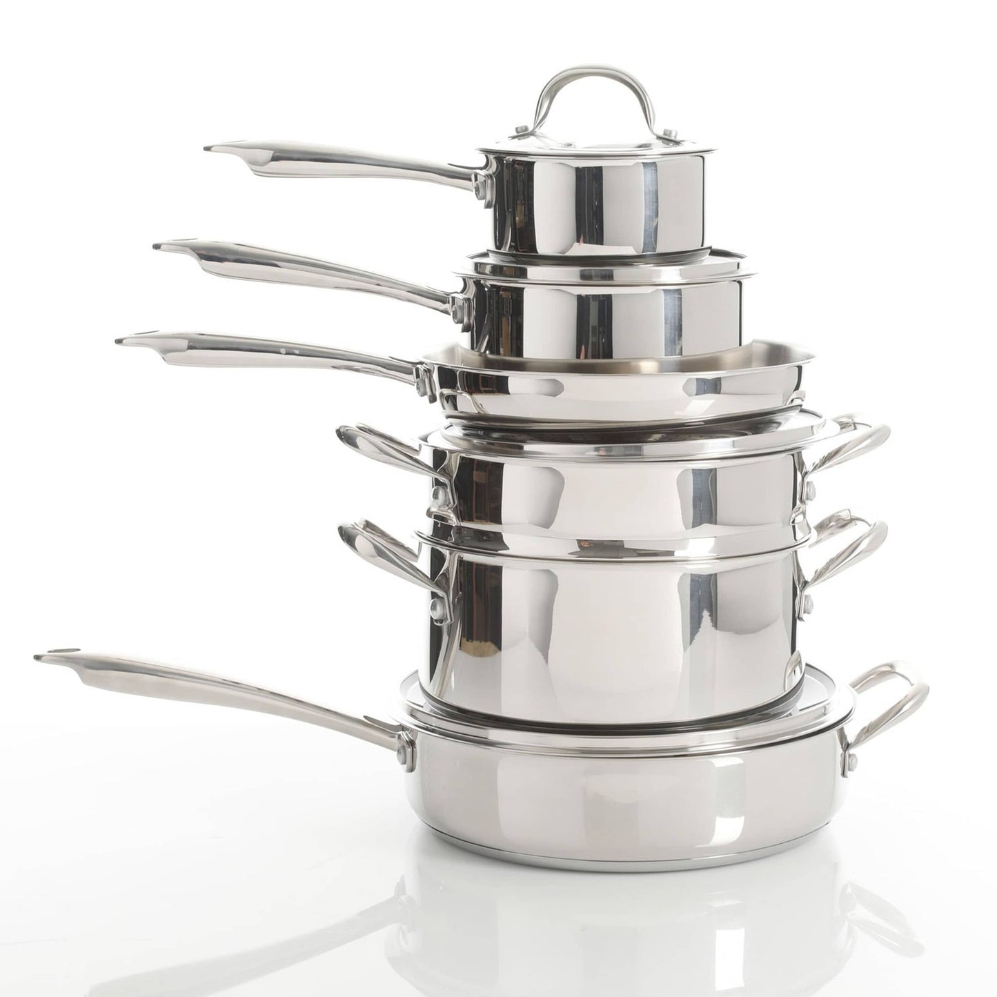 Ensemble de 10 pièces de batterie de cuisine en acier inoxydable haute résistance