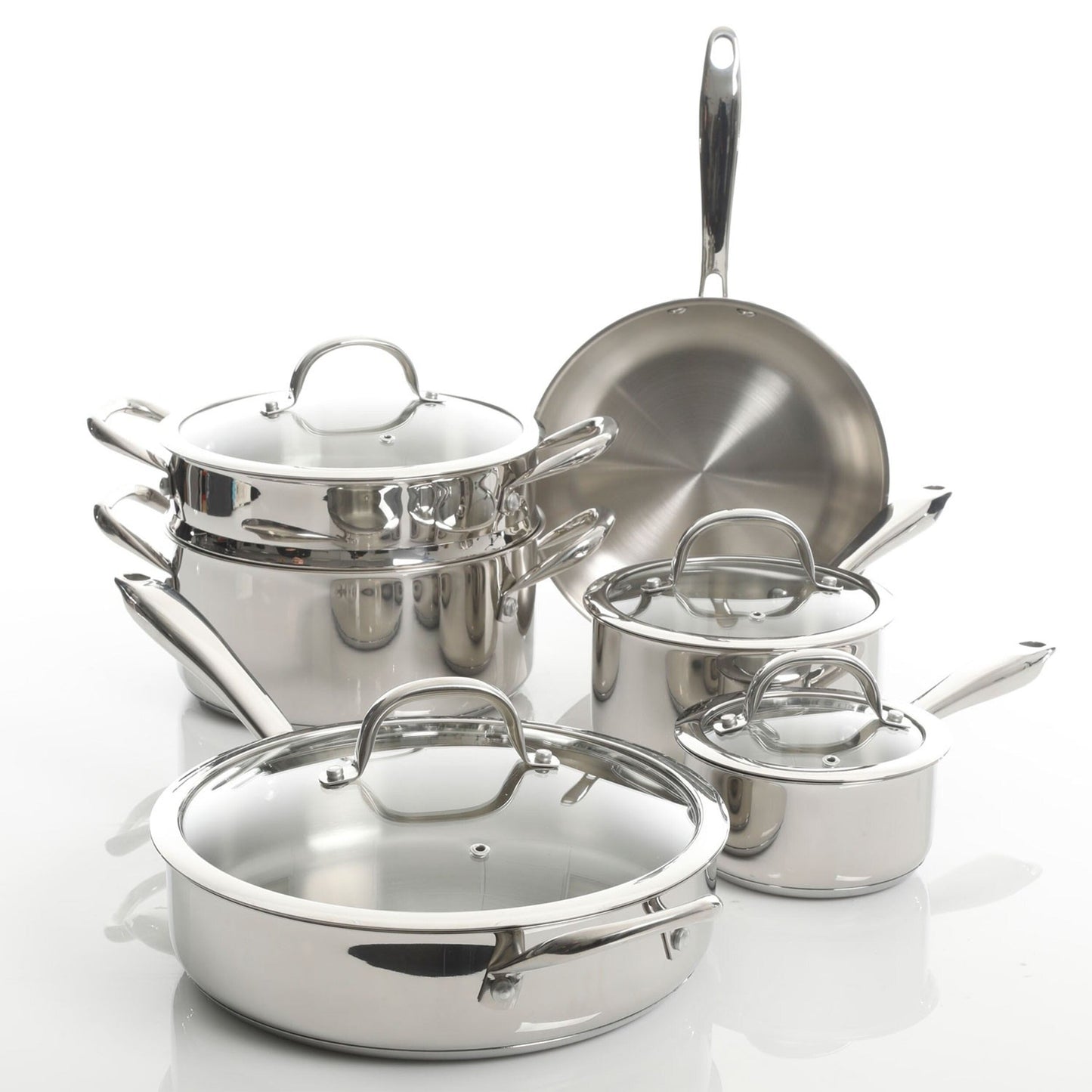 Ensemble de 10 pièces de batterie de cuisine en acier inoxydable haute résistance