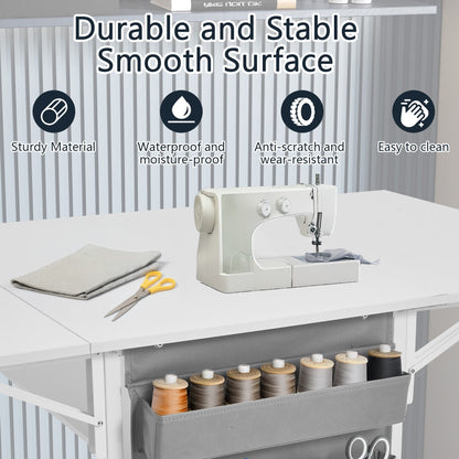 Table d'artisanat à hauteur réglable avec étagères de rangement, table de coupe pliable mobile pour le bureau à domicile, la salle de couture, la salle d'artisanat.
