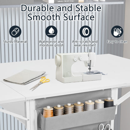 Table d'artisanat à hauteur réglable avec étagères de rangement, table de coupe pliable mobile pour le bureau à domicile, la salle de couture, la salle d'artisanat.