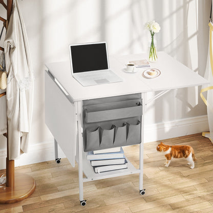 Table d'artisanat à hauteur réglable avec étagères de rangement, table de coupe pliable mobile pour le bureau à domicile, la salle de couture, la salle d'artisanat.