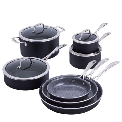 Ensemble de casseroles et poêles antiadhésives en céramique Henckels Capri, 11 pièces, en aluminium et céramique - Gris
