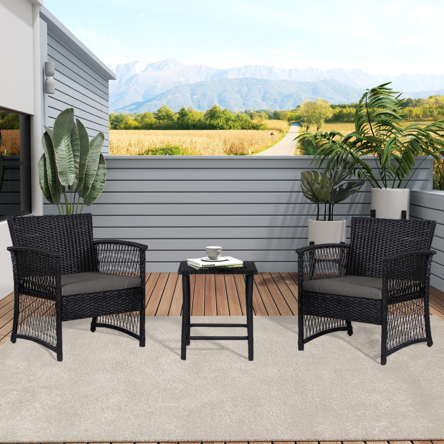 Ensemble de bistro pour terrasse en osier Heritage Outdoor, 3 pièces