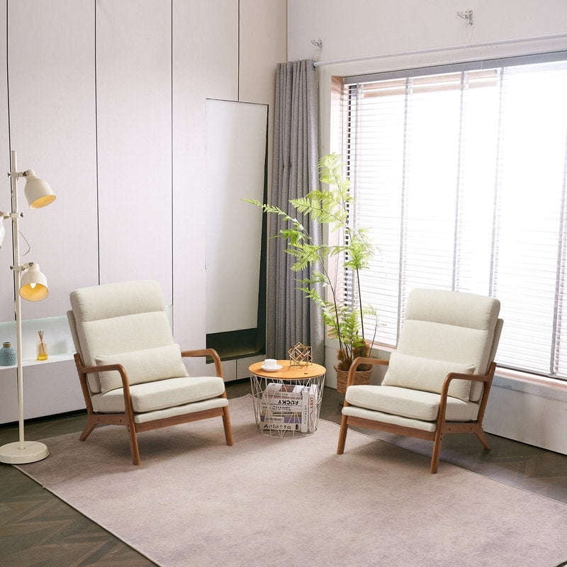 Fauteuil de loisirs à dossier haut et accoudoirs en bois massif, fauteuil d'appoint.