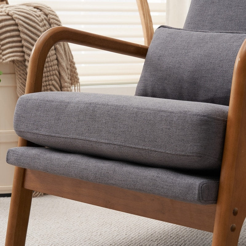 Fauteuil de loisirs à dossier haut et accoudoirs en bois massif, fauteuil d'appoint.