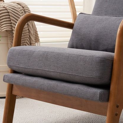 Fauteuil de loisirs à dossier haut et accoudoirs en bois massif, fauteuil d'appoint.