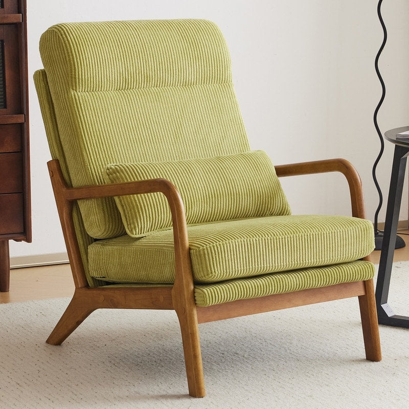 Fauteuil de loisirs à dossier haut et accoudoirs en bois massif, fauteuil d'appoint.