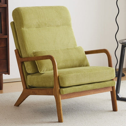 Fauteuil de loisirs à dossier haut et accoudoirs en bois massif, fauteuil d'appoint.
