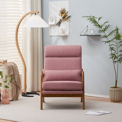 Fauteuil de loisirs à dossier haut et accoudoirs en bois massif, fauteuil d'appoint.