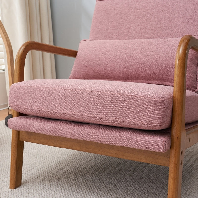 Fauteuil de loisirs à dossier haut et accoudoirs en bois massif, fauteuil d'appoint.