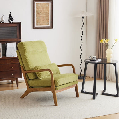 Fauteuil de loisirs à dossier haut et accoudoirs en bois massif, fauteuil d'appoint.