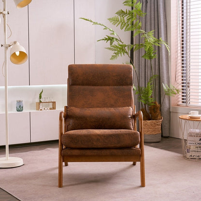 Fauteuil de loisirs à dossier haut et accoudoirs en bois massif, fauteuil d'appoint.