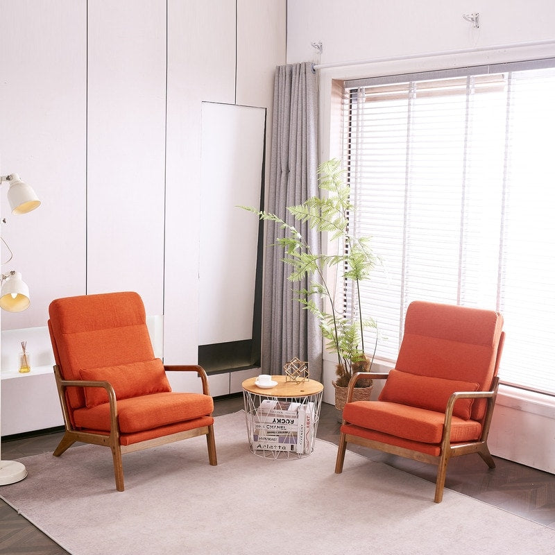 Fauteuil de loisirs à dossier haut et accoudoirs en bois massif, fauteuil d'appoint.