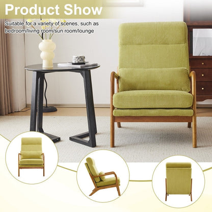 Fauteuil de loisirs à dossier haut et accoudoirs en bois massif, fauteuil d'appoint.