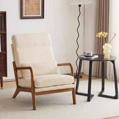 Fauteuil de loisirs à dossier haut et accoudoirs en bois massif, fauteuil d'appoint.