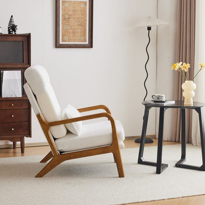Fauteuil de loisirs à dossier haut et accoudoirs en bois massif, fauteuil d'appoint.