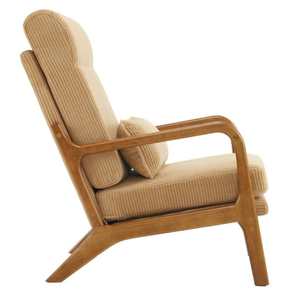 Fauteuil de loisirs à dossier haut et accoudoirs en bois massif, fauteuil d'appoint.