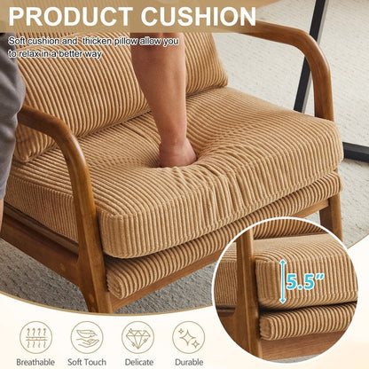 Fauteuil de loisirs à dossier haut et accoudoirs en bois massif, fauteuil d'appoint.