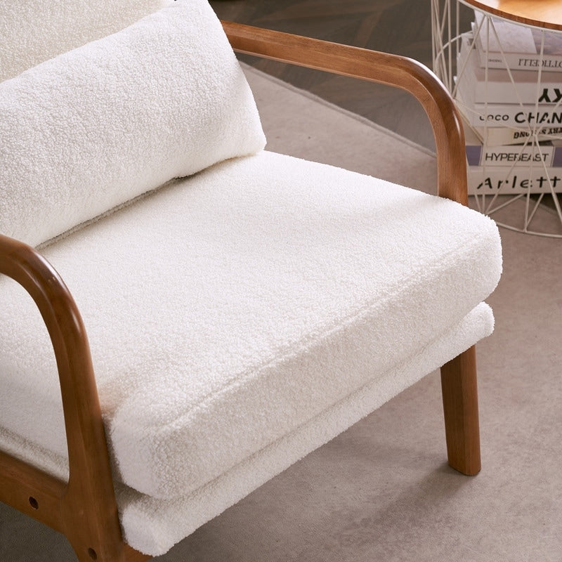 Fauteuil de loisirs à dossier haut et accoudoirs en bois massif, fauteuil d'appoint.