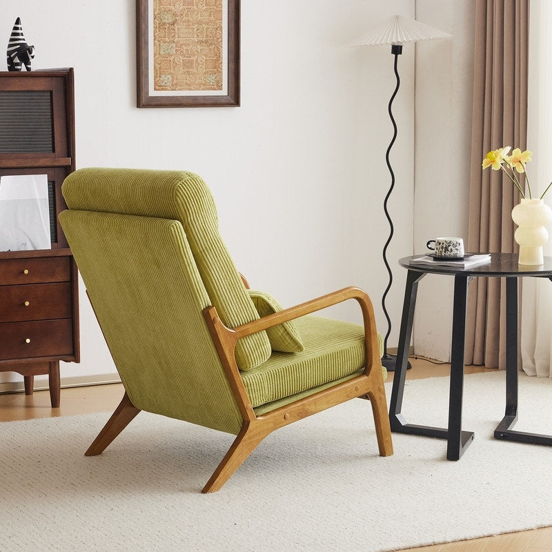 Fauteuil de loisirs à dossier haut et accoudoirs en bois massif, fauteuil d'appoint.