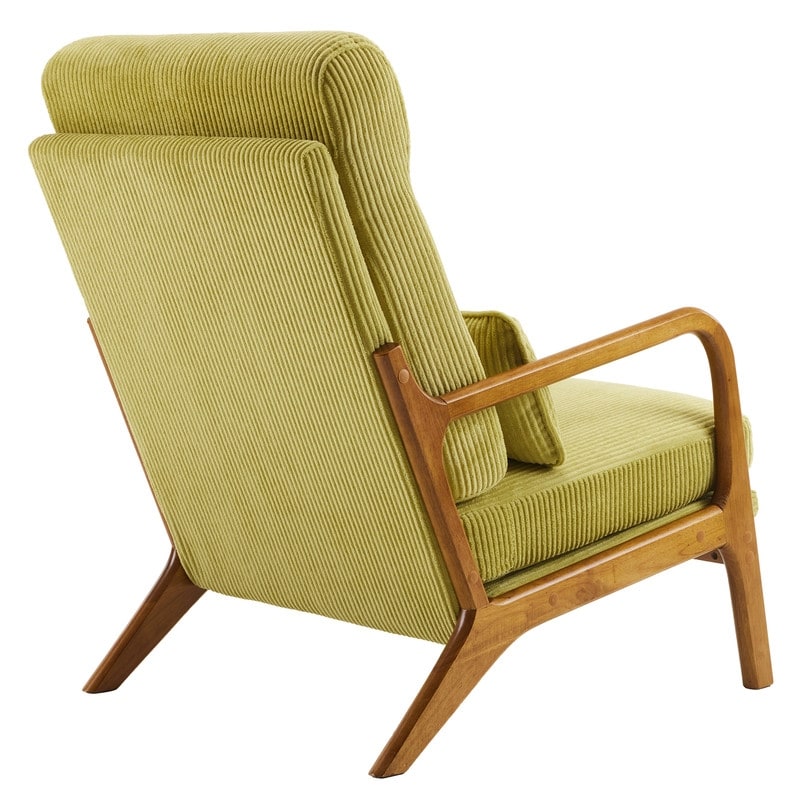 Fauteuil de loisirs à dossier haut et accoudoirs en bois massif, fauteuil d'appoint.