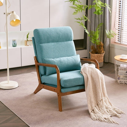 Fauteuil de loisirs à dossier haut et accoudoirs en bois massif, fauteuil d'appoint.