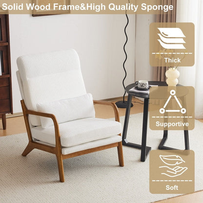 Fauteuil de loisirs à dossier haut et accoudoirs en bois massif, fauteuil d'appoint.