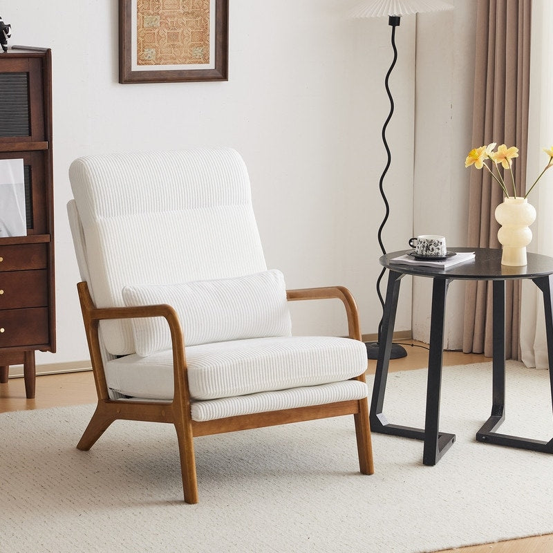 Fauteuil de loisirs à dossier haut et accoudoirs en bois massif, fauteuil d'appoint.