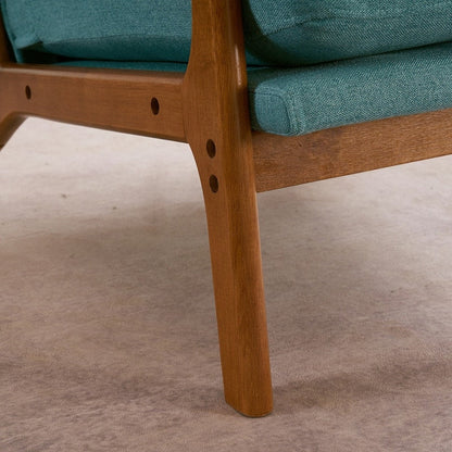 Fauteuil de loisirs à dossier haut et accoudoirs en bois massif, fauteuil d'appoint.