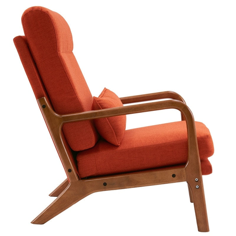 Fauteuil de loisirs à dossier haut et accoudoirs en bois massif, fauteuil d'appoint.