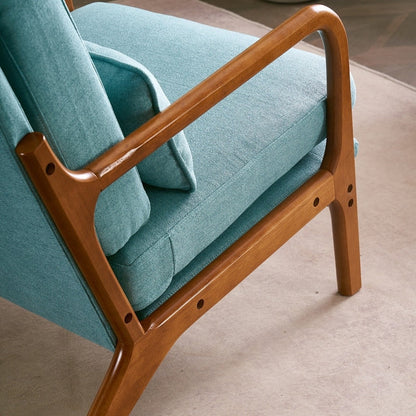 Fauteuil de loisirs à dossier haut et accoudoirs en bois massif, fauteuil d'appoint.